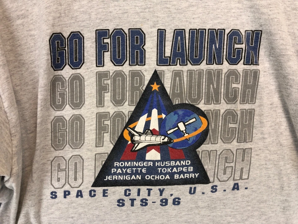 Camiseta Vintage Adulto Extra Grande NASA 1996 Manga Curta Cinza Ônibus Espacial - Imagem 3 de 4