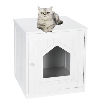 SEGAWE Decorative Cat House Side Table Cat Home Stand Indoor Pet Crate Box