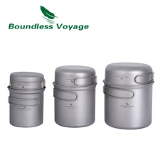 Titanium Pot Pan Set 3 in 1 Camping Cookware Outdoor Cup Bowl Cooking Mess Kit