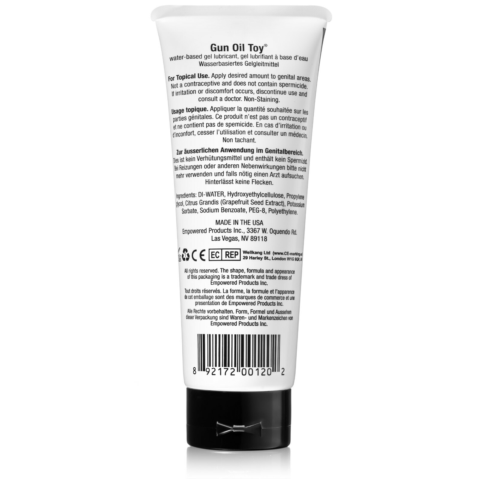 GUN OIL TOY Water Based Personal Lubricant Long Lasting Glide Sex Lube