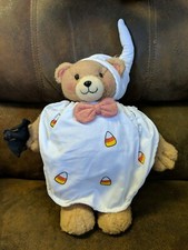 VTG Halloween Teddy Bear In Ghost Costume Plush Fall Decor Trick or Treat