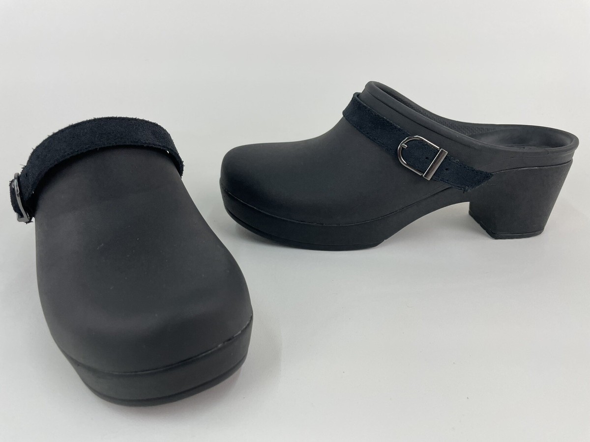 Crocs Dual Comfort Clogs Pumps Women's Size Black W/ Black Suede - Main Image