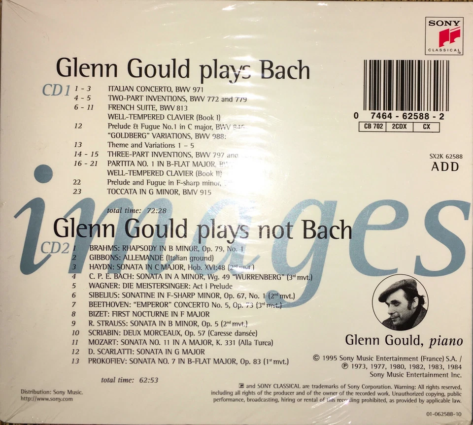 Glenn Gould・Images・G. Gould plays / plays not Bach・2CD ©1995 Sony (F)・Brandnew! - Bild 2 von 2