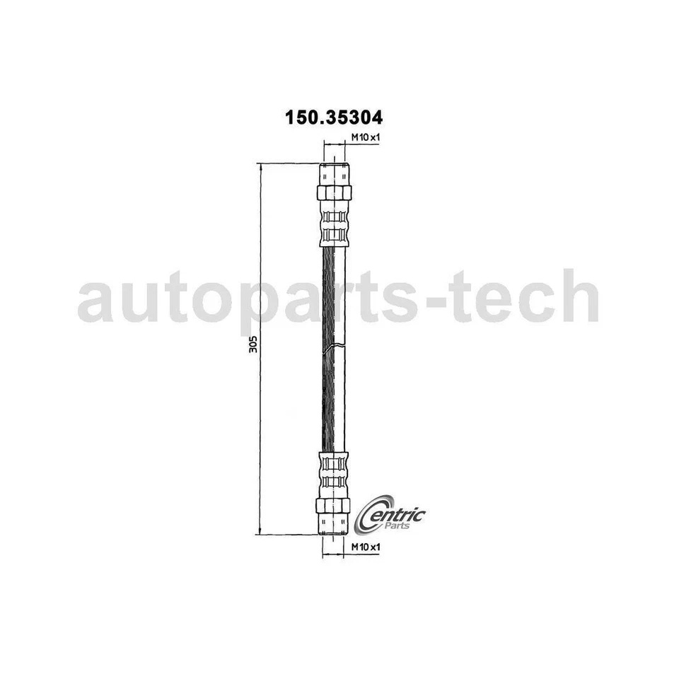 2x Centric Parts Rear Brake Hydraulic Hose For Mercedes-Benz 220 1971~1973 - Image 2 of 3