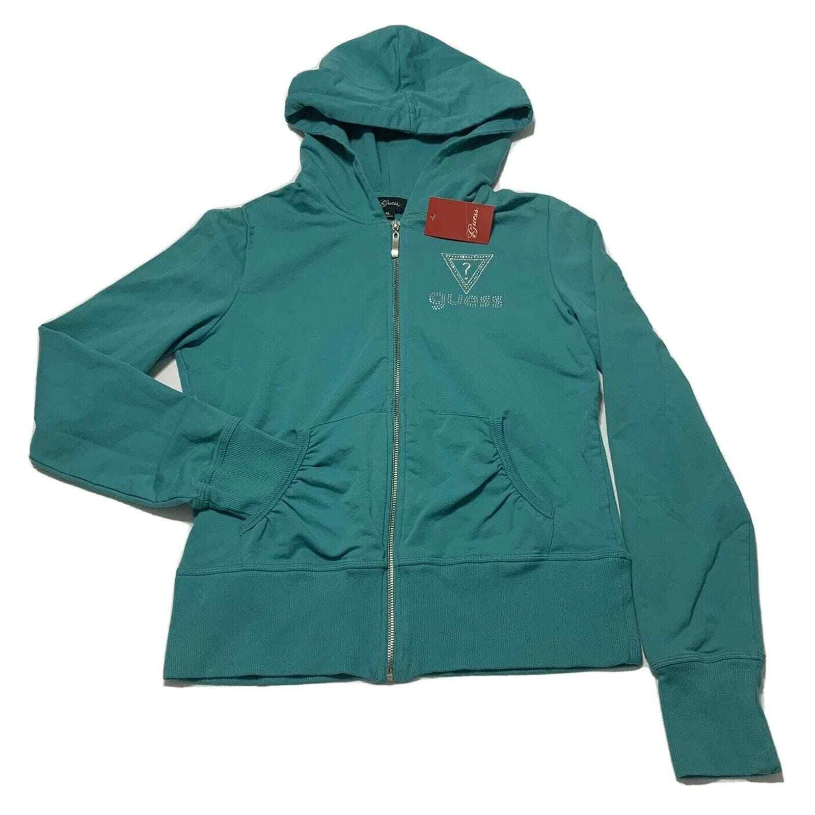 Guess Activewear Hoodie Sweatshirt XL Womens Teens Juniors Full Zip Stretch Logo
