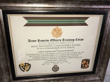 ARMY R.O.T.C. / BATTALION COMMANDER'S AWARD R-4-4 COMMEMORATIVE CERTIFICATE