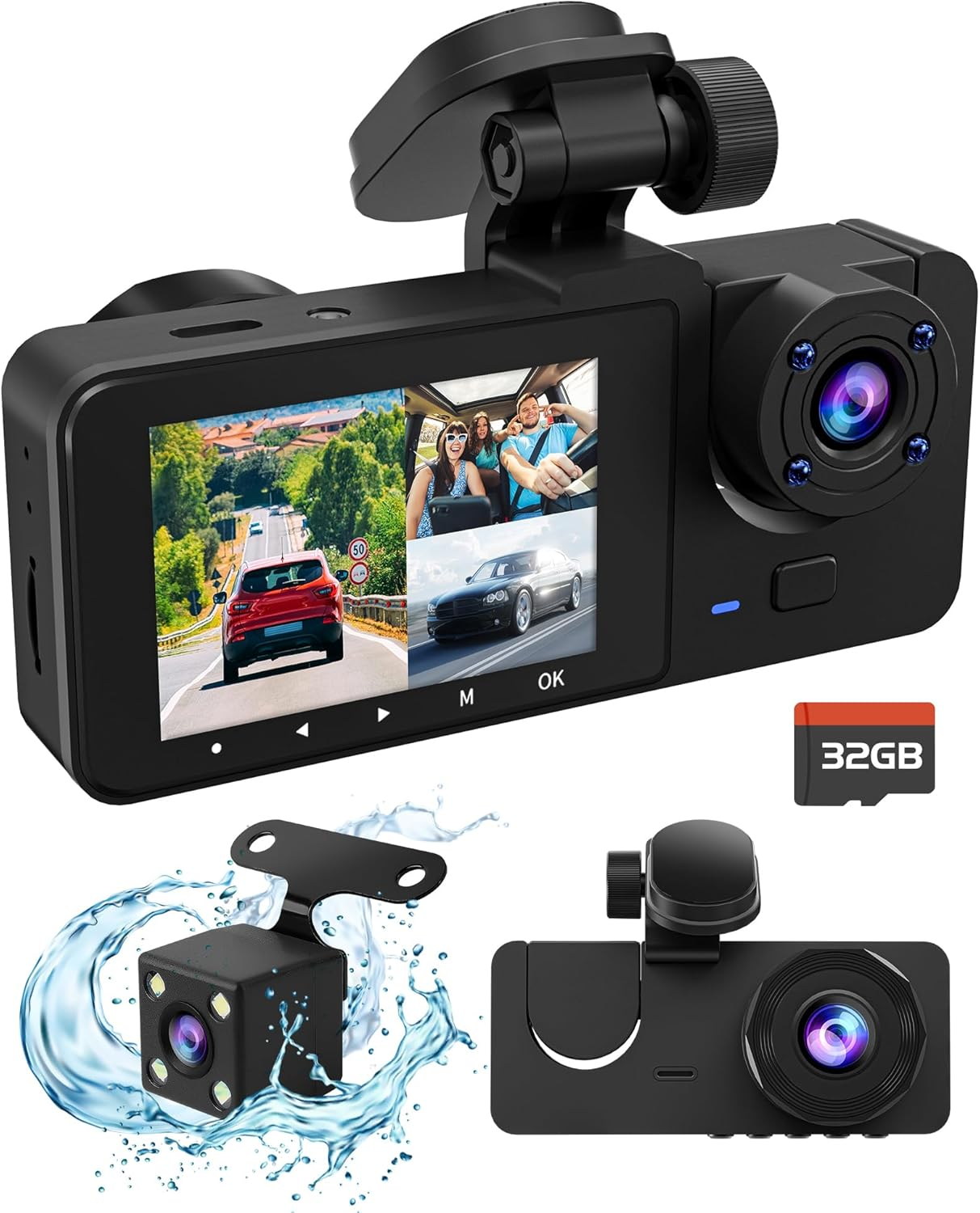 Dual Dash Cam with Front Rear and Interior Camera for Cars  -image