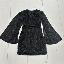 Shein Black Silver Sparkle Long Sleeve Dress Womens Size Medium