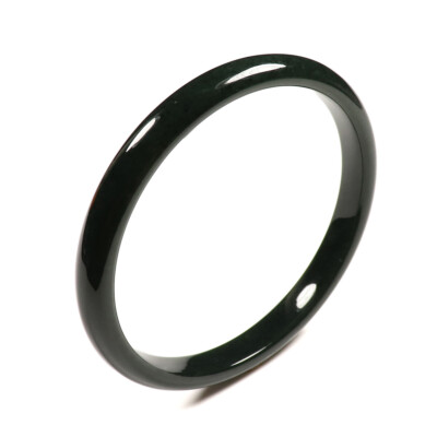 63mm Certified 100% Natural Black Green Hetian Nephrite Jade Bracelet Bangle 033