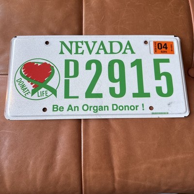 2015 Nevada ORGAN DONOR  License Plate   Graphic Tag # 2915 Donate Life