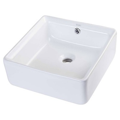 EAGO 15 x 15 Modern Square Vessel Bathroom Sink with Overflow, Porcelain,