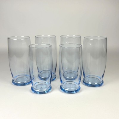 6 Vintage Libbey Misty Blue Prime Time Drinking Glasses Tumblers 2 Sizes