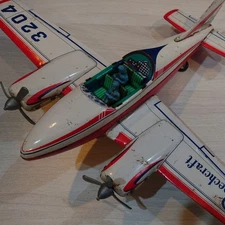 Vintage Masudaya Tin Airplane Beechcraft 3204 Japan Showa Era Toy