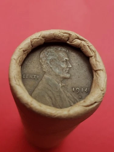 XF 1914-S LINCOLN WHEAT CENT 1921S LINCOLN WHEAT PENNY COIN ROLL ENDS BANKROLLED