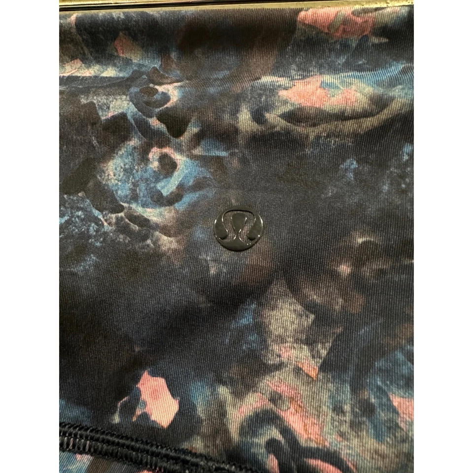 Leggings Lululemon Talla 10 Estampado Floral Azul Rosa Tiro Alto Malla Paneles Mujer Foto 3 de 4