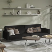 Schlafsofa 2-Sitzer Samt Schwarz Mit Liegefunktion