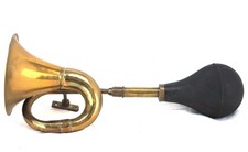 Vintage Brass Motor Car Bulb Horn • Working (Loud!) • 39cm Long • c.1905–1925