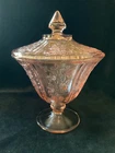 Vintage - Federal Glass "Sharon Pink" Candy Jar/Lid