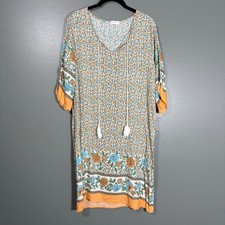 Halife Women's Floral Boho Chic Cottogecore Sheath Dress - Size Large - Hippie