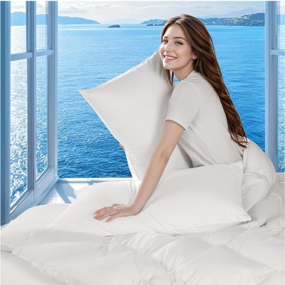 Luxury Canadian White Goose Down Pillow - 900+ Fill Power, 800 Thread Count C...