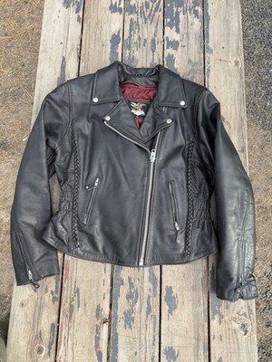 Jamin Black Leather Jacket Women's Large Motorcycle Cafe Racer Rocker Chick Moto
