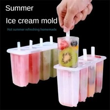 4 Cell Popsicle Frozen Ice Maker Lolly Cream Diy Pop Mold Mould Tray Pan Kitchen