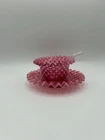 FENTON Cranberry Opalescent Hobnail Bowl, Plate and Spoon