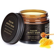 Beef Tallow for Skin, Tallow and Honey Balm for Face, Organic Grass-fed Beef