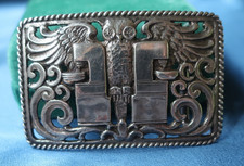Vintage Sterling Silver Owl Belt Buckle, Openwork Filigree,2.25" Fits 1" Belt