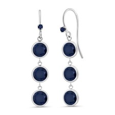 925 Sterling Silver Sapphire 3 Stone Earrings For Women 3.63 Cttw, Gemstone