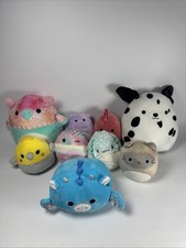 Squishmallows Lot of 9 Plush Toys Kellytoy Fuzz A Mallows Various Sizes Colors