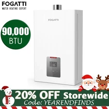 FOGATTI 90,000BTU Tankless Water Heater Propane Gas Indoor 4.0 GPM Instant Hot
