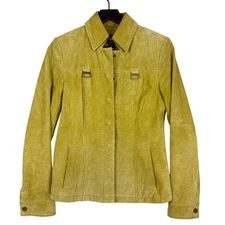 W by WORTH Luxury Suede Leather Jacket Green - Size 6