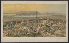 [Panormic view of a section of the Chicago World's Fair with Ferris wheel]