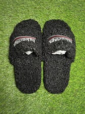 Balenciaga Black Faux Fur Size 10 Slides Brand New w/ Box  Bag Fast Ship