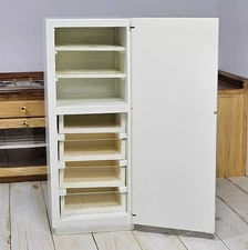 Dollhouse Miniature Wooden Refrigerator 1:12 Scale With Drawers 