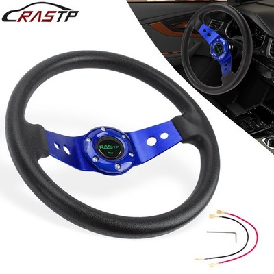 6 Hole 12.5''/320mm Flat Dish Racing Steering Wheel Bolt 2-Spoke with Horn Button