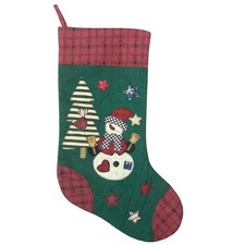 Holiday Christmas Stocking Stitched Snowman Christmas Tree 16 Length