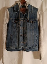Kids Girl/Boy LEVIS Cotton Denim  Knit Sleeves Trucker Jacket Hood Size M