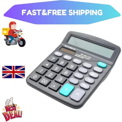 Desk Calculator, 12-Digit Solar Battery Office Calculator with Large LCD Display
