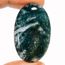 100 Natural Moss Agate Oval Shape Cabochon Loose Gemstone 48 Ct 37X24X6mm UG343