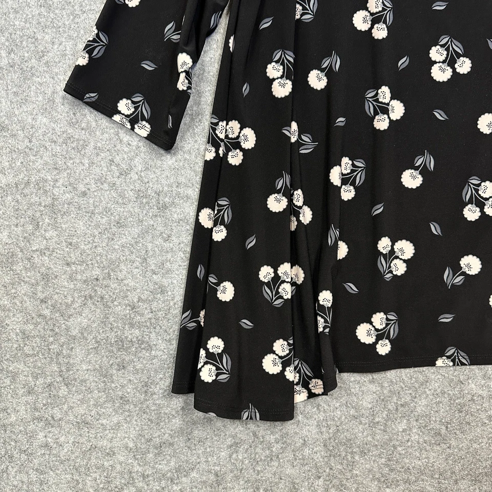 Top túnica oscilante Anne Klein para mujer tejido de poliéster mangas 3/4 negro/floral XL-1X Foto 4 de 4