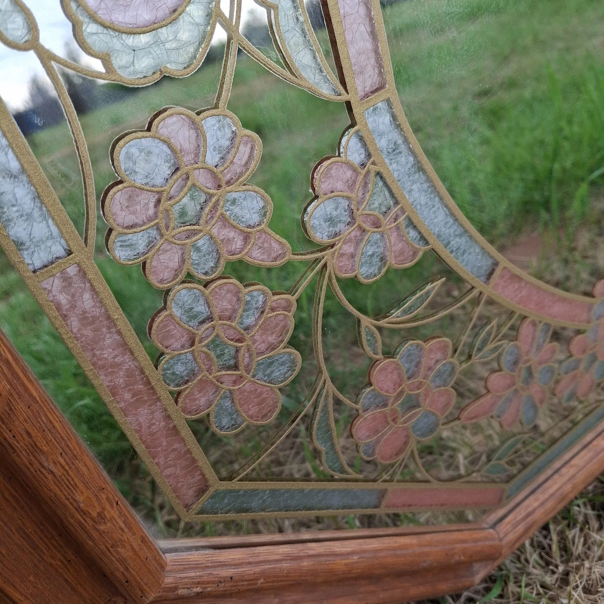 Windsor Art vintage Mirror Color Etched Glass Large Wall Mirror 1980s