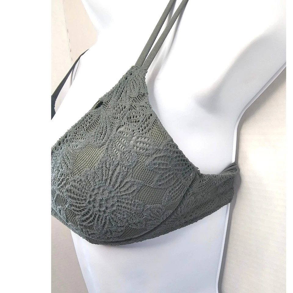 Sujetador de encaje inalámbrico Aerie Real Sunnie Olive Green Talla 32C 1 LLAMADA Foto 4 de 4