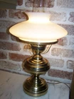 Antique Brass Desk Lamp with Milk Glass Shade – Working 18” tall  3 Way Switch