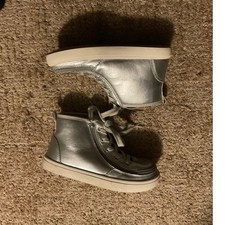 Billy Footwear Kids High Top Sneakers Metallic Silver Adaptive Shoes Size 13
