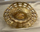 Vintage Fenton Marigold Carnival Glass Jack in the Pulpit Basketweave Bowl