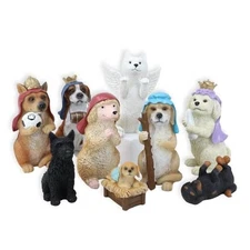  Dog Nativity Scene, Resin Indoor Christmas Tabletop Decoration, 5 Inches (9 