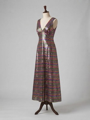 LANVIN Kleid Vintage 70er Jahre Größe 38 mehrfarbig gestreift