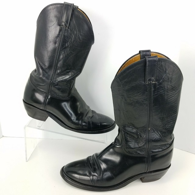 VTG Justin Boots Black Melo Veal Work Boot Vibram Rubber Sole Size 10.5